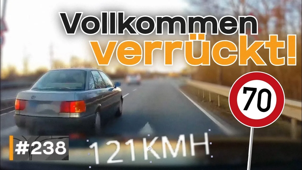 120 à 70, conducteur à contresens et chien courant sur une route de campagne | #ALLEMAND #DASHCAM | #238