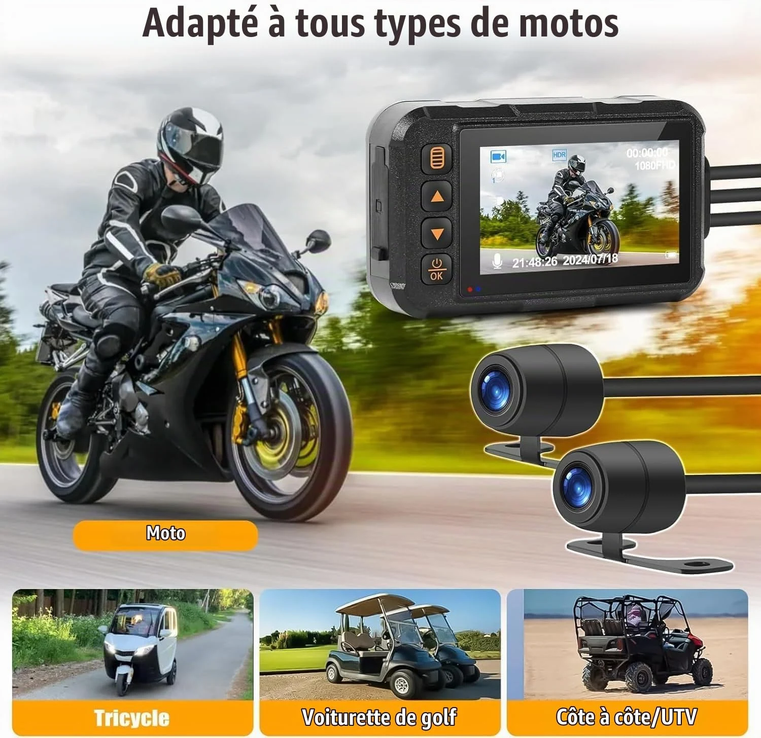 CAMECHO Moto Dashcam