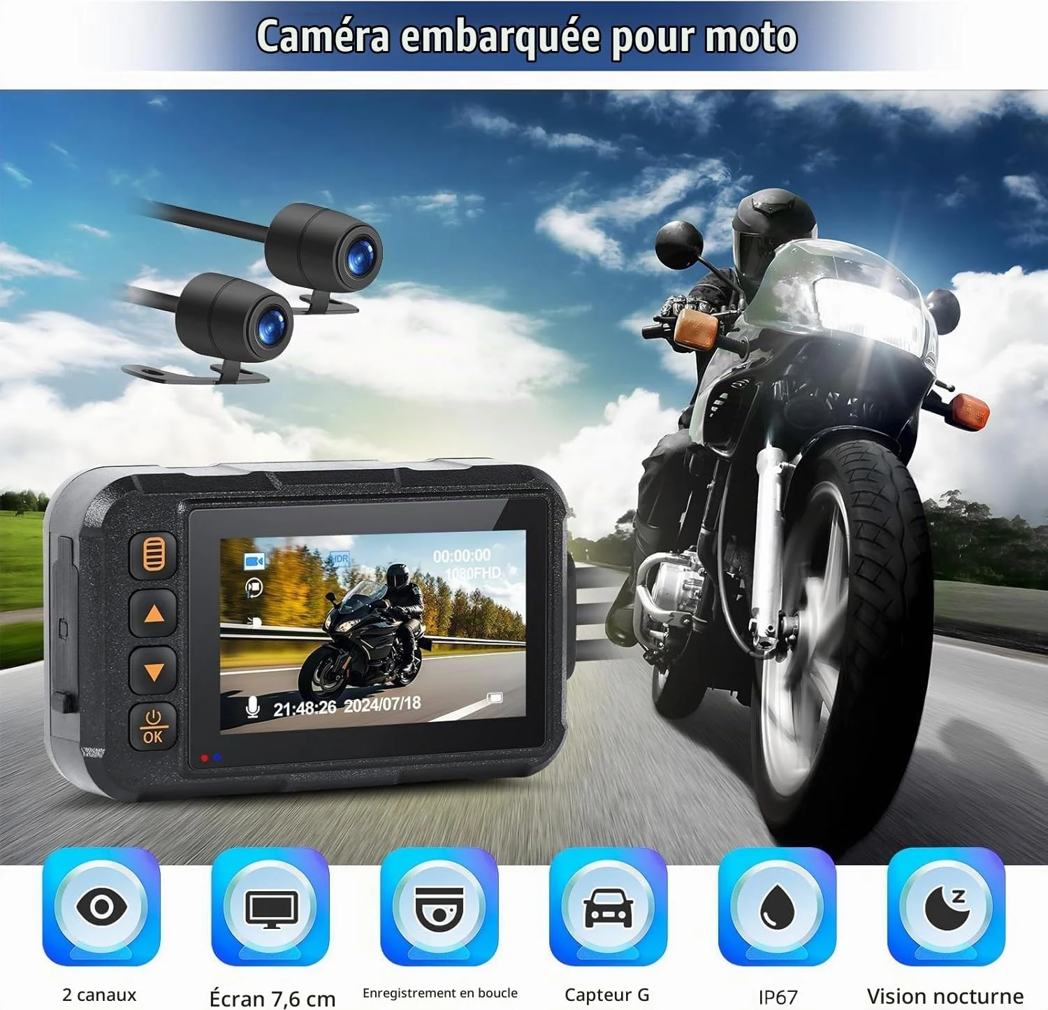 CAMECHO Moto Dashcam