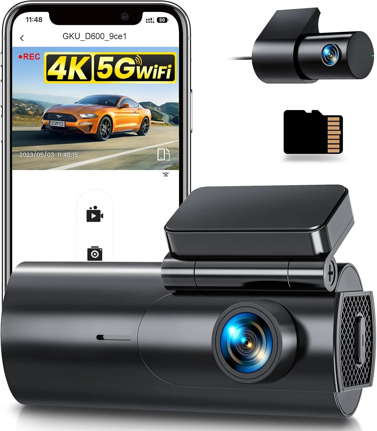 GKU 4K Dashcam Avant Arrière