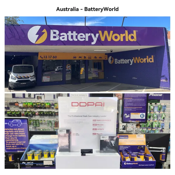 Les caméras de tableau de bord DDPAI sont désormais disponibles à l'achat dans les magasins Battery World en Australie.