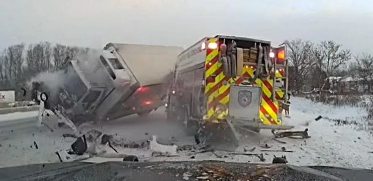 Camion renversé sur le côté
