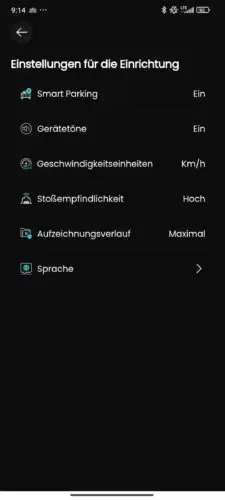 Nextbase Piqo 2K App G Sensor Empfindlichkeit